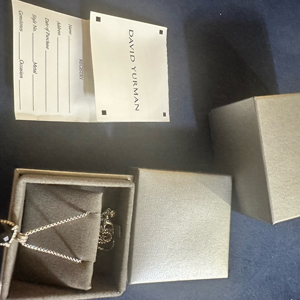 David Yurman Petite Chatelaine Silver Pavé Bezel/Black Onyx Pendant Necklace